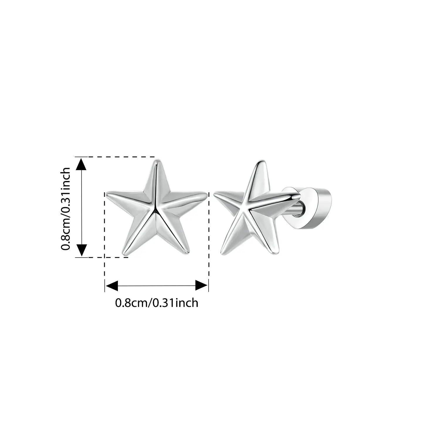 BISAER Real 925 Sterling Silver Star Stud Earrings Minimalist Stars Earrings Plated White Gold for Women Party Fine Jewelry Gift