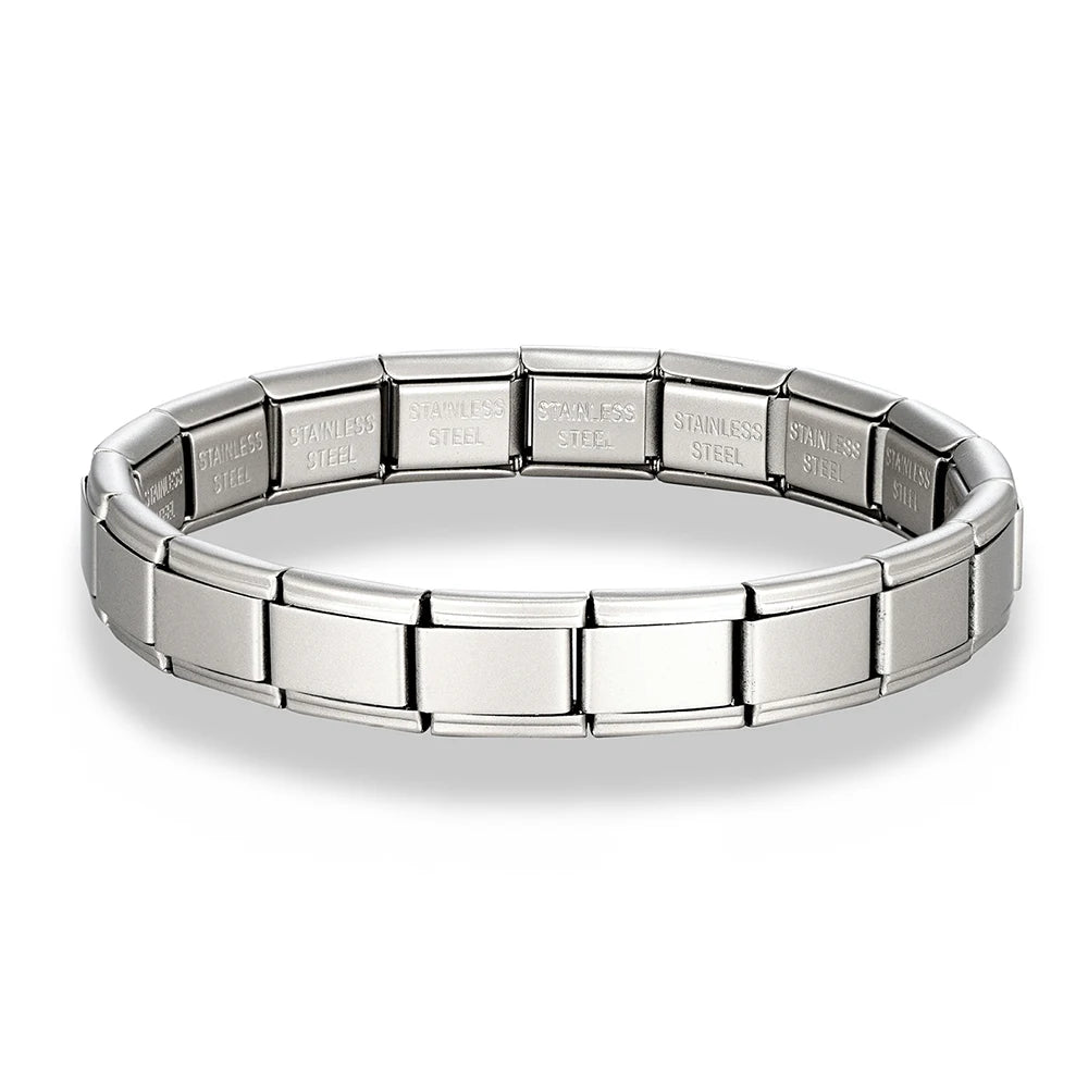 MKENDN New Women Men Jewelry DIY 9MM Width Italian Elastic Charm Bracelet Matte Solid Color Stainless Steel Fashion Bangle