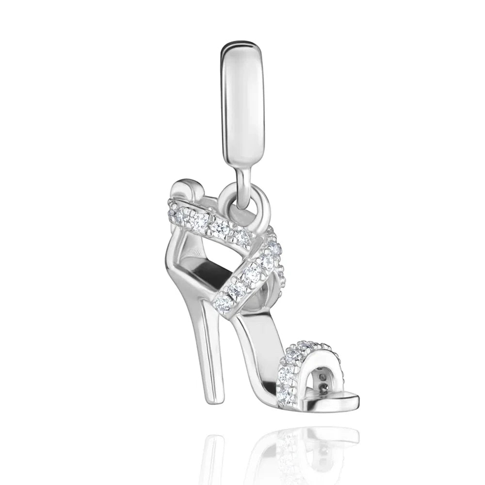 New Original 925 Silver Plated Accessories Fashion Charm Perfume High Heels Bead Fit Pendant Bracelet For Women DIY Jewelry Gift
