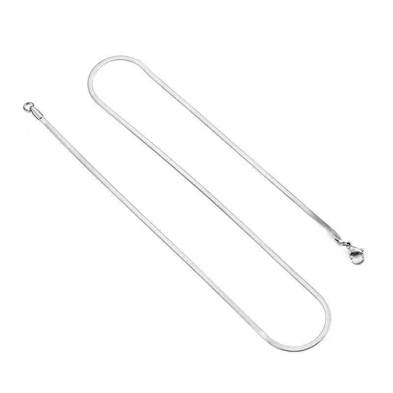 Stainless Steel Flat Necklace Waterproof Filmy Snake Chain Men Gift Jewelry Various Length Choker Clavicle Necklace