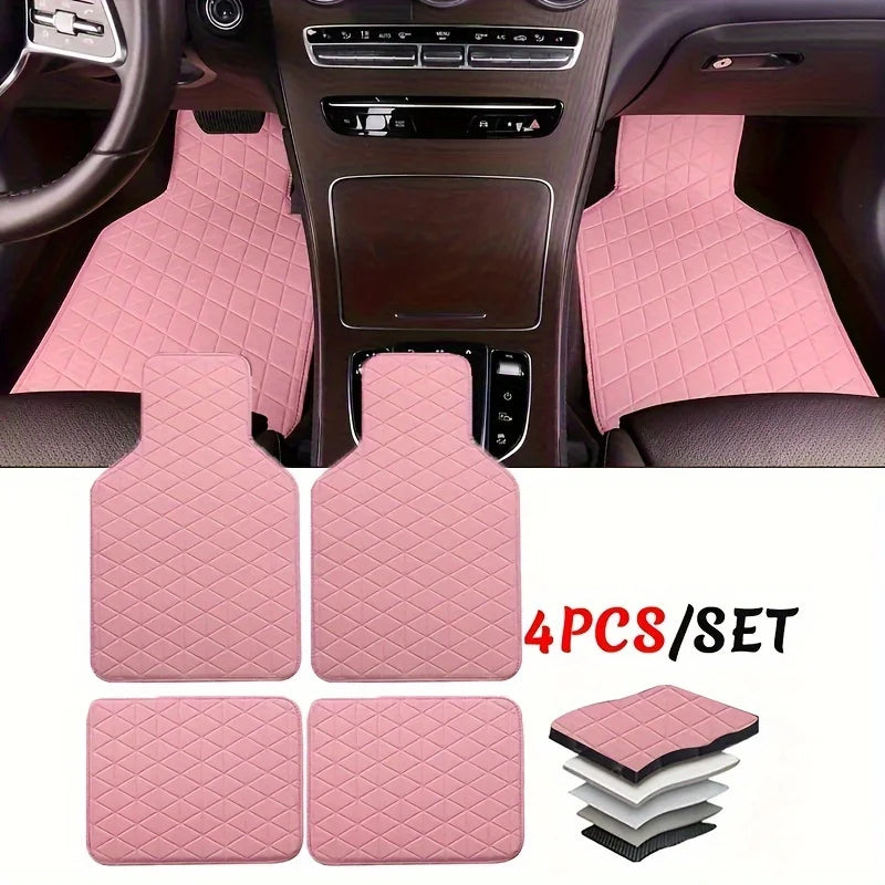 4-piece waterproof PU leather car floor mat - durable and fashionable, all-weather protection, easy to clean, enhances interior - Madeinsea©