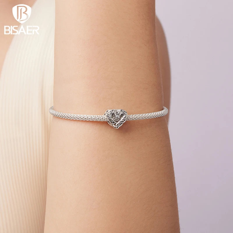 BISAER 925 Sterling Silver Horse Lover Girl Charm Double-Horse Celtic Knot Bead for Women DIY Bracelet & Neckalce Fine Jewelry