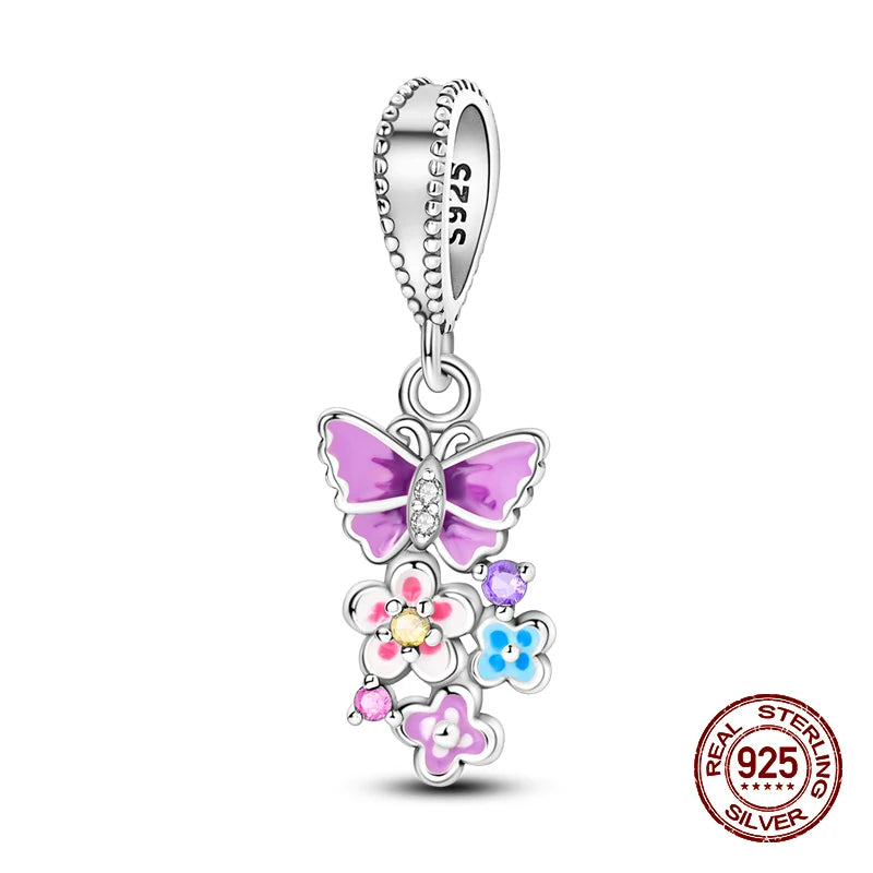 100% 925 Sterling Silver Dragonfly Butterfly Luminous Insect Charms Beads Fit 3mm 925 Original Bracelets DIY Party Jewelry