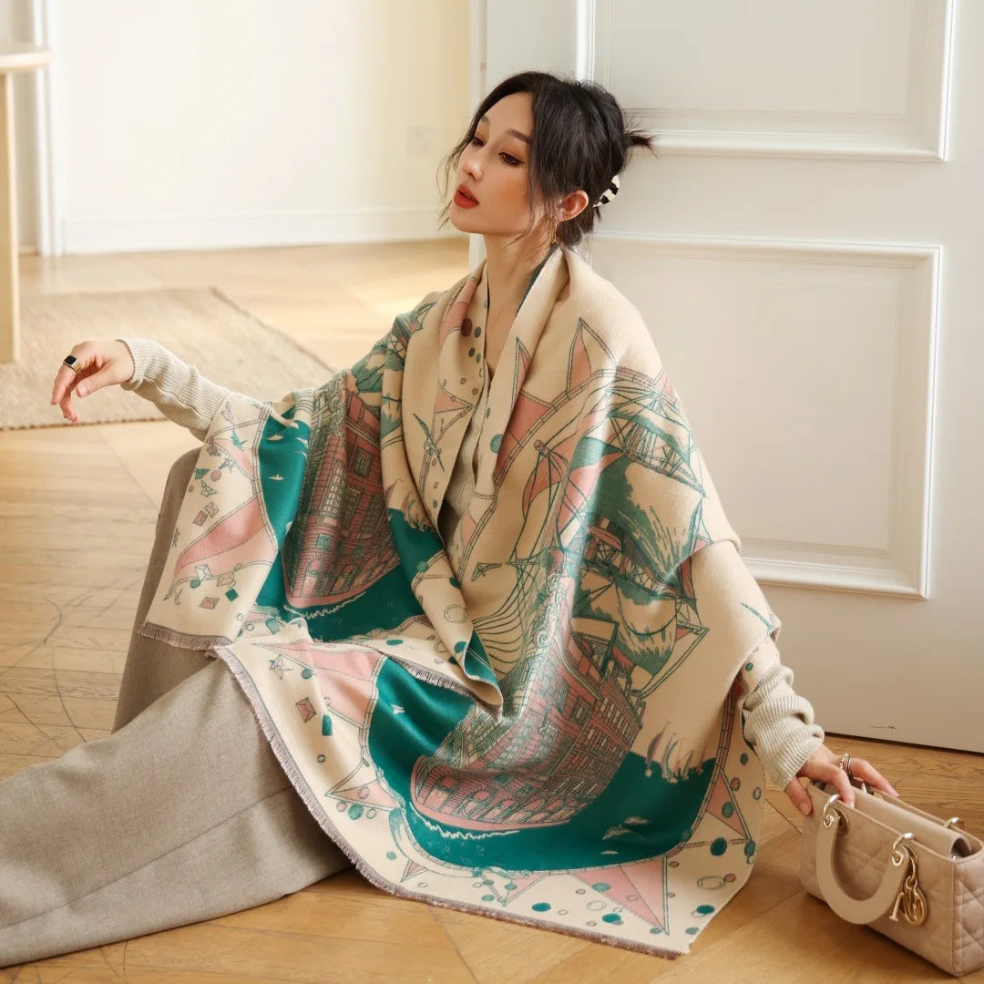 Print Cashmere Scarf Women Thick Warm Winter Blanket Brand Female Luxury Quality Shawl Wrap Bufanda 2025 Poncho Echarpe Pashmina