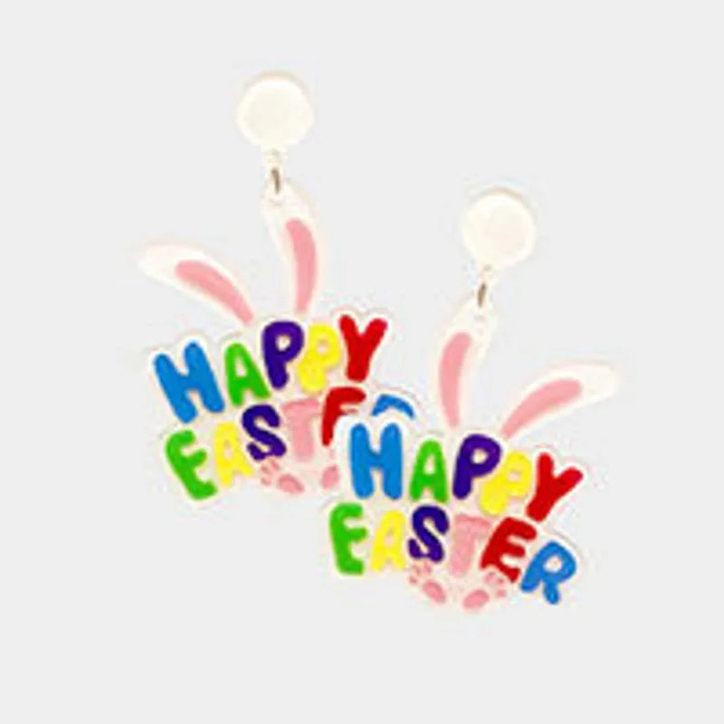 2025 Frühling FROHE OSTERN Hase Ohrringe für Frauen Niedliche Cartoon-Kaninchenohren Karotte Osterei Acryl Baumeln Ohrring Party