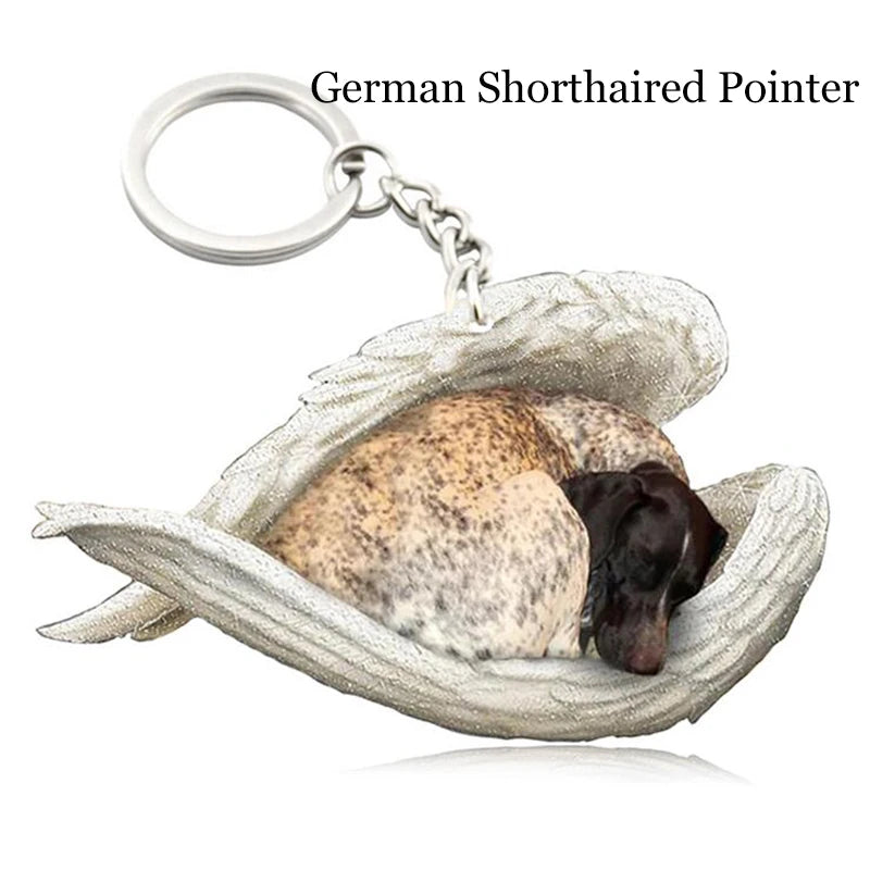 100 Style Cut Dog Sleeping Angel Pendant Bag Keychain Car Keychain Keyring Animal Pet Jewelry Boyfriend Girls Gift Accessories