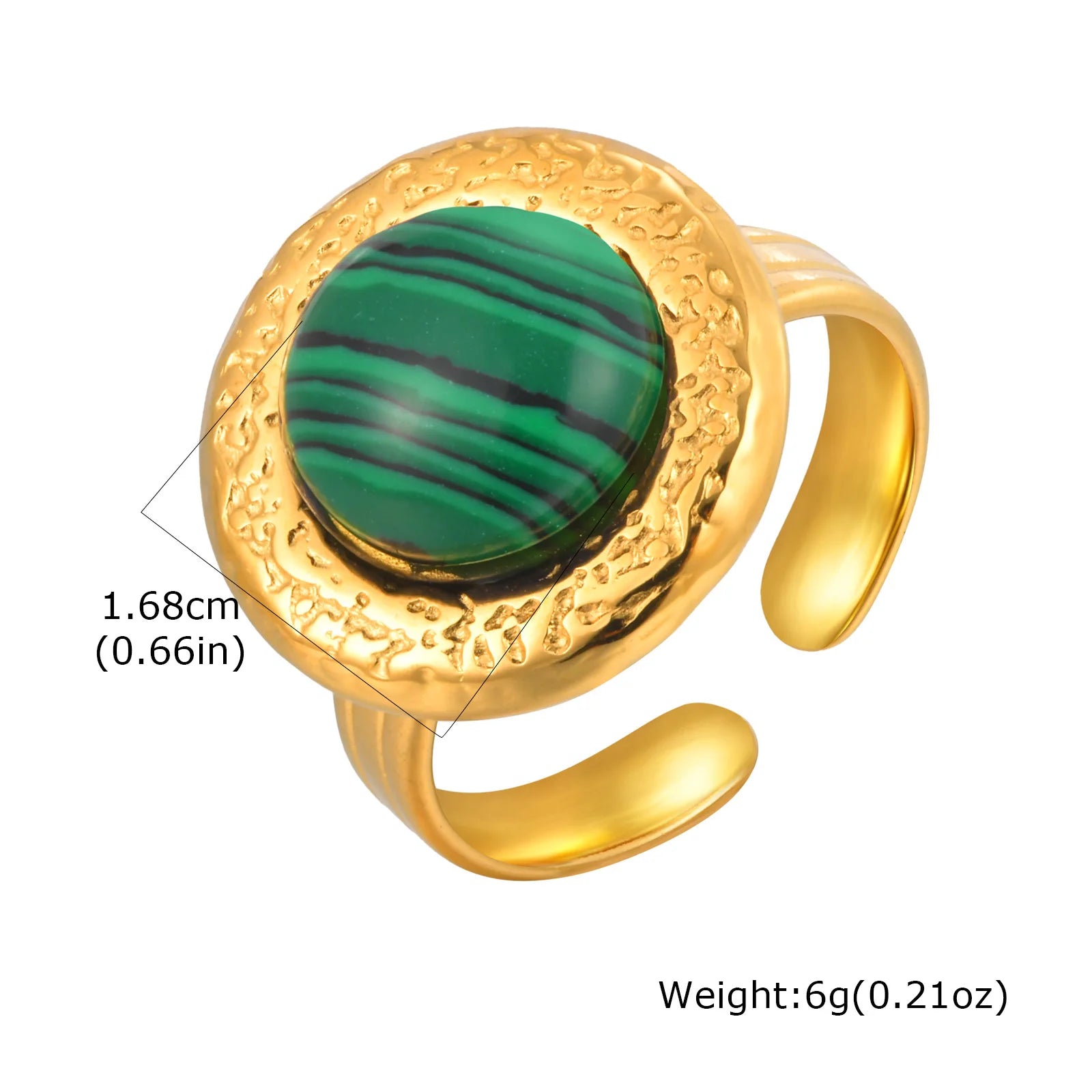 Vnox Vintage Luxury Geometric Open Rings,Natural Stone Stainless Steel Charm Jewelry For Women,Fashion Rings Finger Accessories