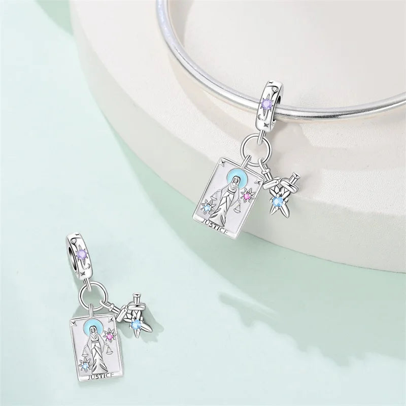 New 925 Silver Queen Scepter Treasured Sword Magic Tarot Charms Beads Fit 3mm 925 Original Bracelets DIY Birthday Jewelry
