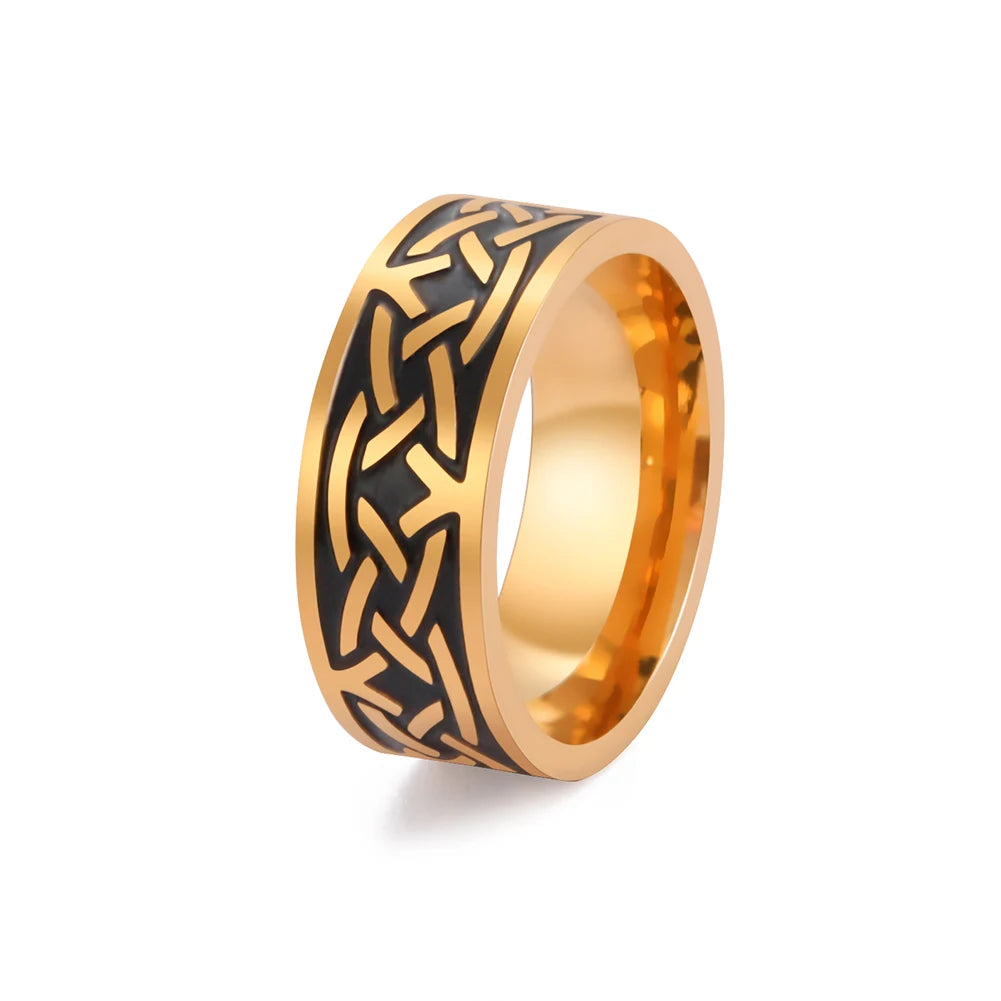 8MM Männer Mode-Ring Edelstahl Ringe Versetzt Arc Muster Viking Schwarz Band Für Jahrestag Geschenk Schmuck Freeshipping