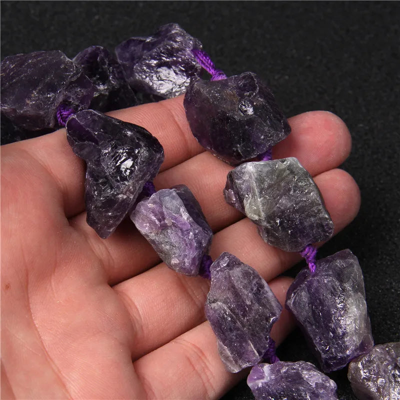 Rough Rose Quartzs Amethysts Raw Bead Freeform Irregular Lapis Lazuli Amazonite Mineral Beads For Jewelry Craft Handmade 20-30mm