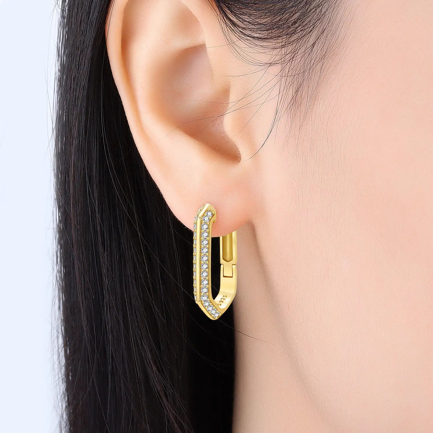 PANPOKI 925 Sterling Silver Golden Geometric Simplicity Earrings Silver Hoop Earrings For Women Jewelry Original Party Gifts