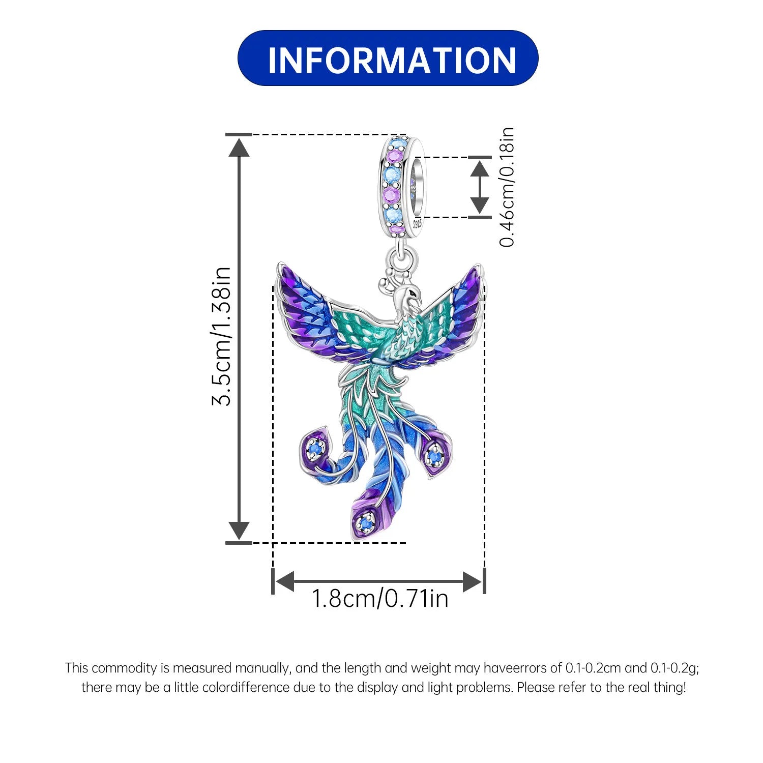 PANPOKI 925 Sterling Silver Eternal Phoenix Lucky Symbol Beads Original Pendants Bracelet Charm Jewelry Party DIY Trendy Gifts