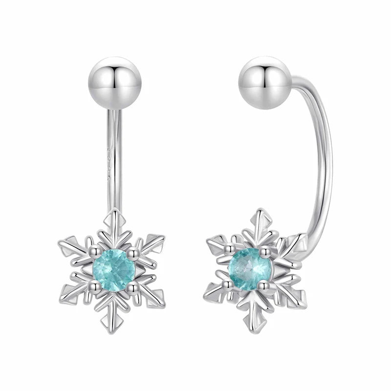 WOSTU 925 Sterling Silver Ball Snowflake Front Back Earrings For Women, Mini Earring jackets Birthday Anniversary Jewelry Gift