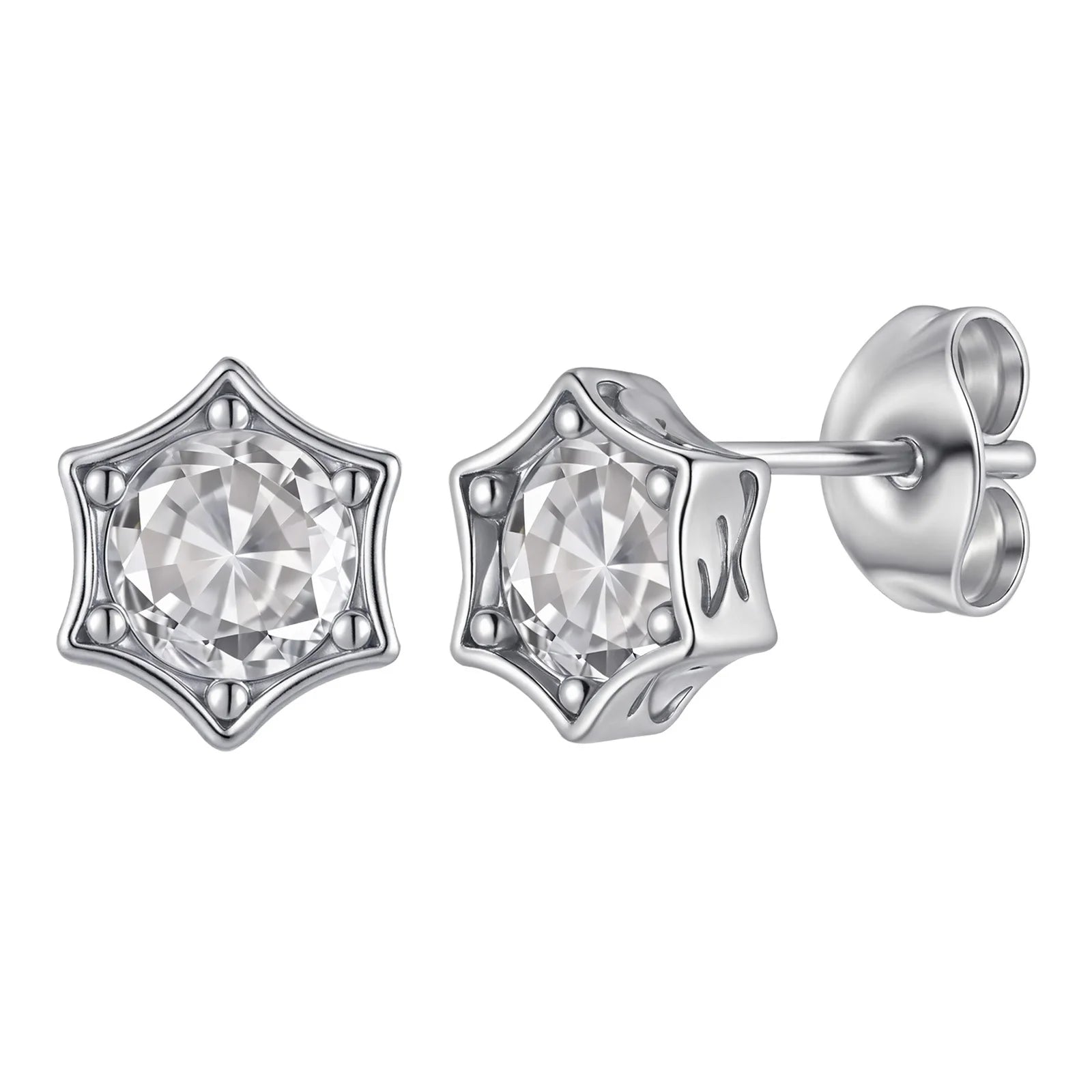 Vnox Simple Star Stud Earrings, Mens Women Small Round Zircon Stone Earrings Brincos, Punk Rock Ear Jewelry