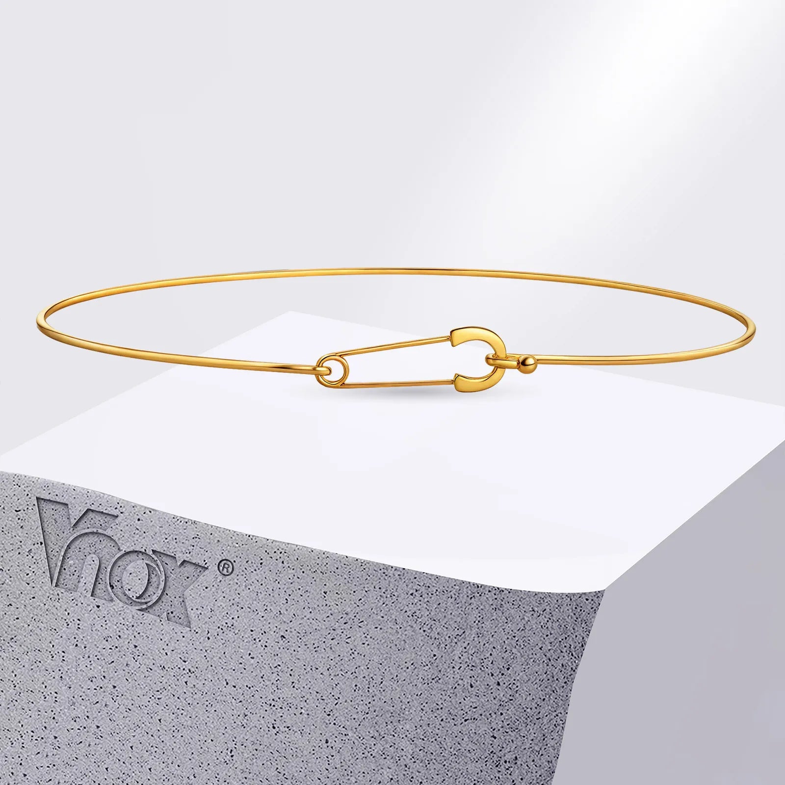 Vnox Simple Stainless Steel Choker Necklace For Women Round Gold Plated Lightweight Jewelry Fashion Neck Collar Daily Wear