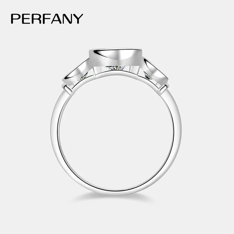 PERFANY Pear Round Cut All Moissanite Rings for Women S925 Pure Silver Bubble Laboratory Diamond Wedding Band Elegant Jewelry