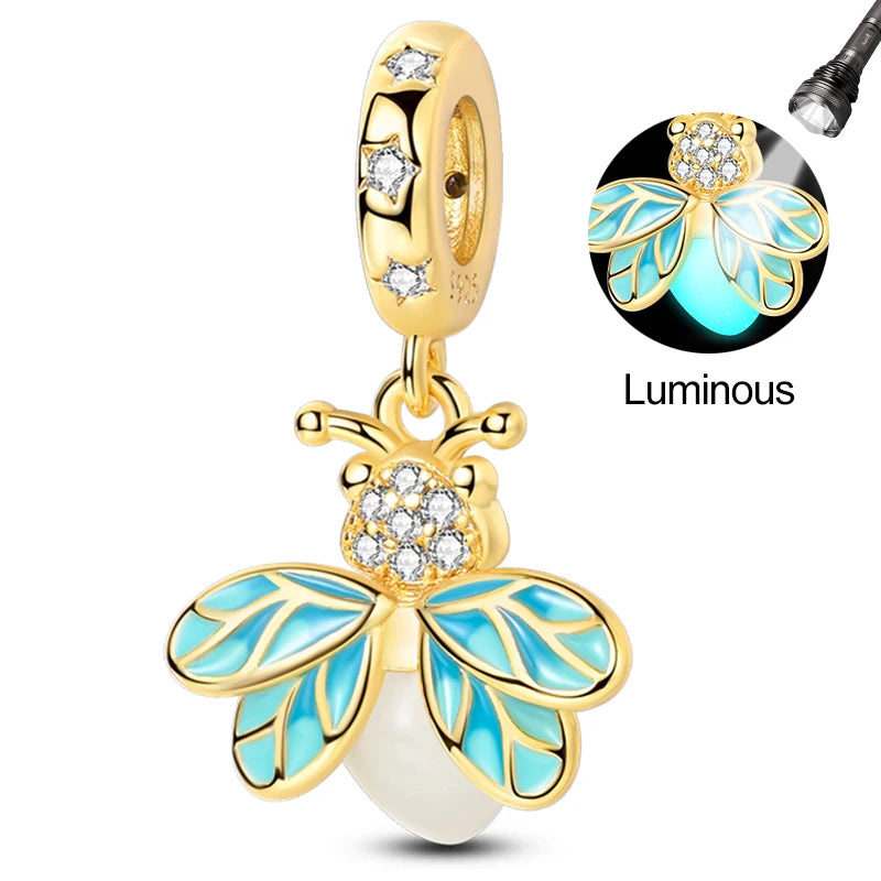 Hot Sale Charms Beads 925 Sterling Silver Pink Perfume Bottle Letter Luminous Firefly Tarot Card Beads Fit DIY Bracelets Jewelry - Madeinsea©