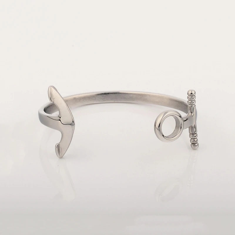 MKENDN 18K Gold Plated Horseshoe Cuff Bangle for Men Stainless Steel Feather Screw Design Fashion Hip Hop Jewelry Bracelet