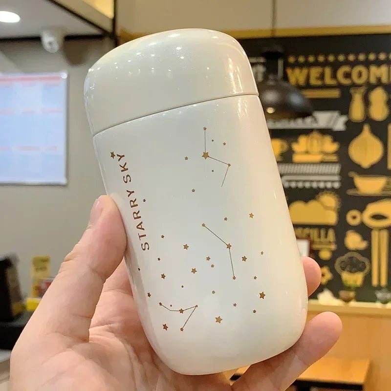 Thermos Bottle Starry Sky Mini Small Capacity Leakproof Coffee Mug 304 Stainless Steel Vacuum Flask 200ML Thermo Bottle New