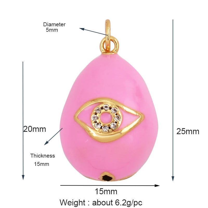 Fashion Newest Colourful Enamel Ball Shape Big Size Charm Pendant,Gold Plated Eye Flower DIY Necklace Jewelry Accessories L04