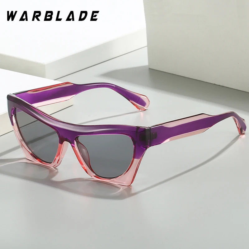 Fashion Double Color Cat Eye Sunglasses Luxury Brand Design Women Shades Thicken Frame Retro Punk Men Trending Sun Glasses UV400