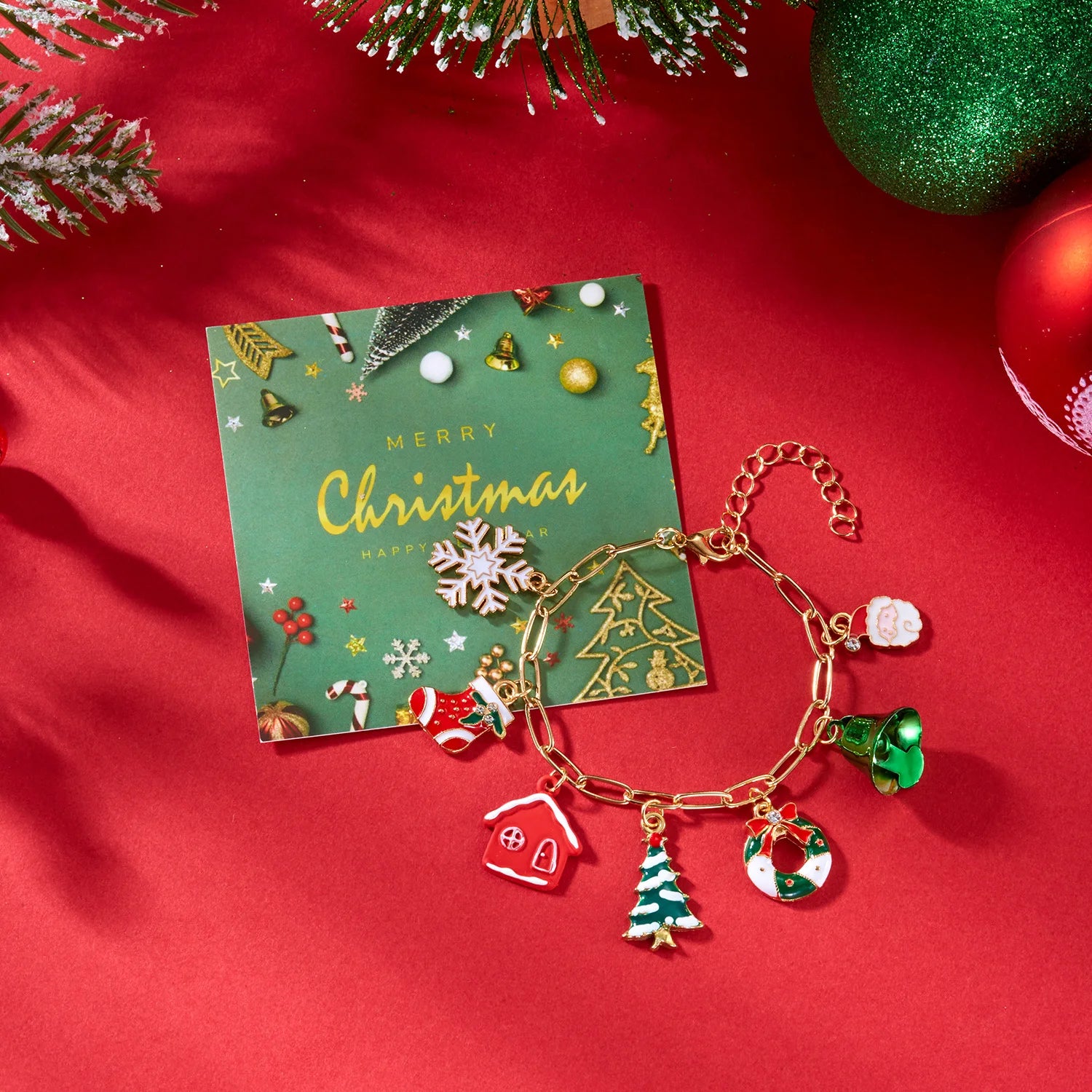 Fashion Christmas Metal Chain Bracelet for Women Santa Claus Christmas Tree Snowflake Bell Elk Bracelets Party Charm Jewelry