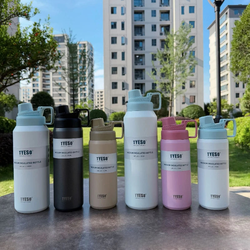 TYESO Insulated Water Bottle Stainless Steel Vacuum Flask for Outdoor Sports Gym Travel Hot/Cold Retention Leak-Proof Portable