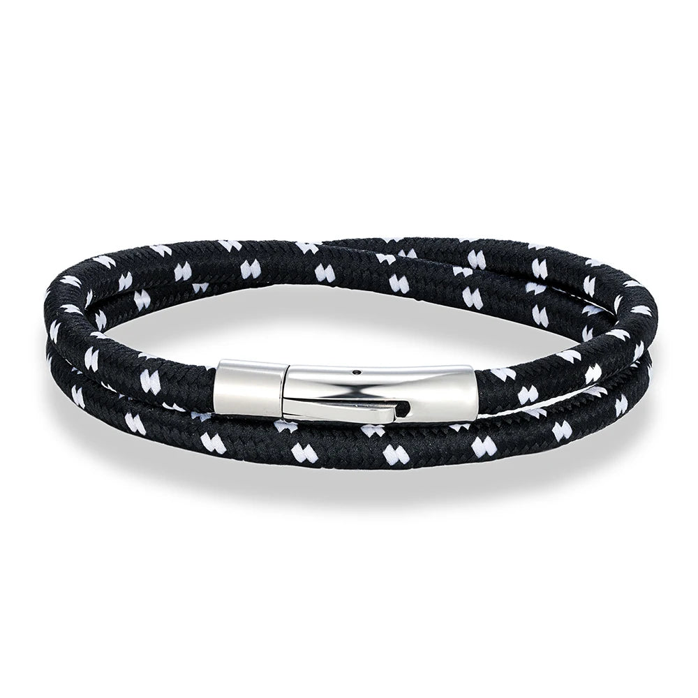 MKENDN Minimalist 5MM Nautical Rope Bracelet for Men Women Polished Stainless Steel Buckle Sailing Jewelry Homme Pulseras