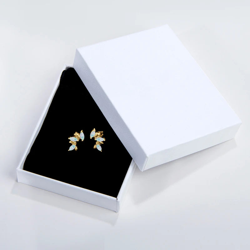 Earrings Women 925 Sterling Silver Opal Stud Ear Hoops Hypoallergenic Fashion Earring Fine Jewelry For Friend Mothers Christmas