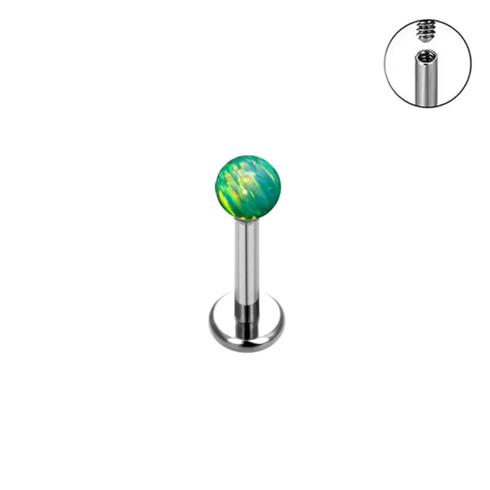 ASTM F136 Titanium Earrings Labret Colorful Opal Ball Sexy Nose Rings Lip Stud Ear Cartilage Tragus Piercing Body Jewelry