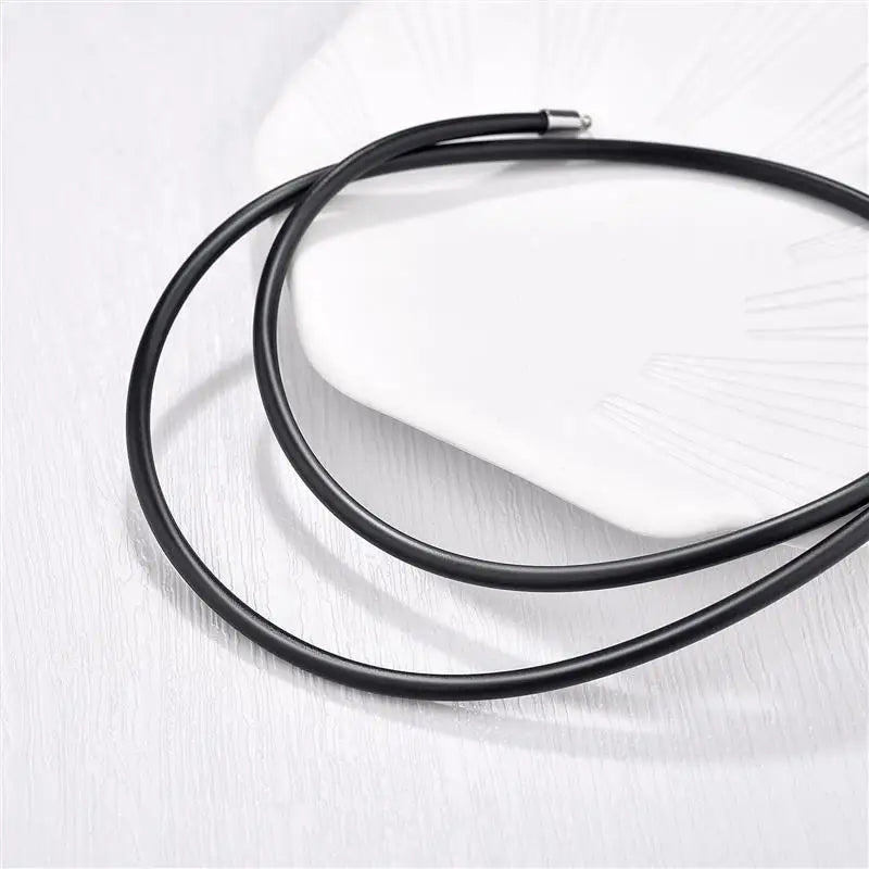 Jiayiqi Rubber Rope Necklace&Bracelets For Men Women Fashion Jewelry Gift Casual Round Neck Black Necklace DIY Rope