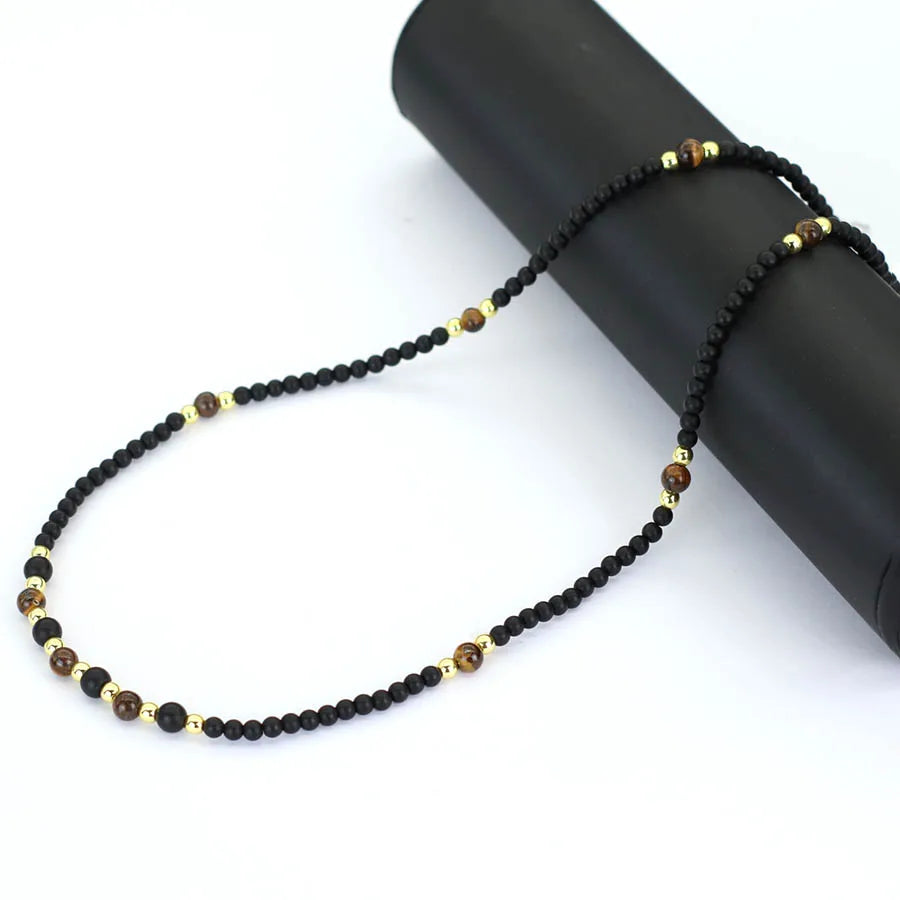 Stylish Natural Stone Necklace For Men Handmade 23 Inches Long Collar Unfading Hematite Stone Healing Neck Accessories Hombre