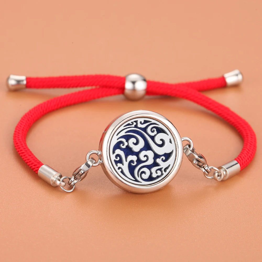 Retro Aromatherapy Essential Oil Diffuser Bracelet Foot Chain Red String Braided Rope Diffuser Locket Bracelet Aroma Bracelets