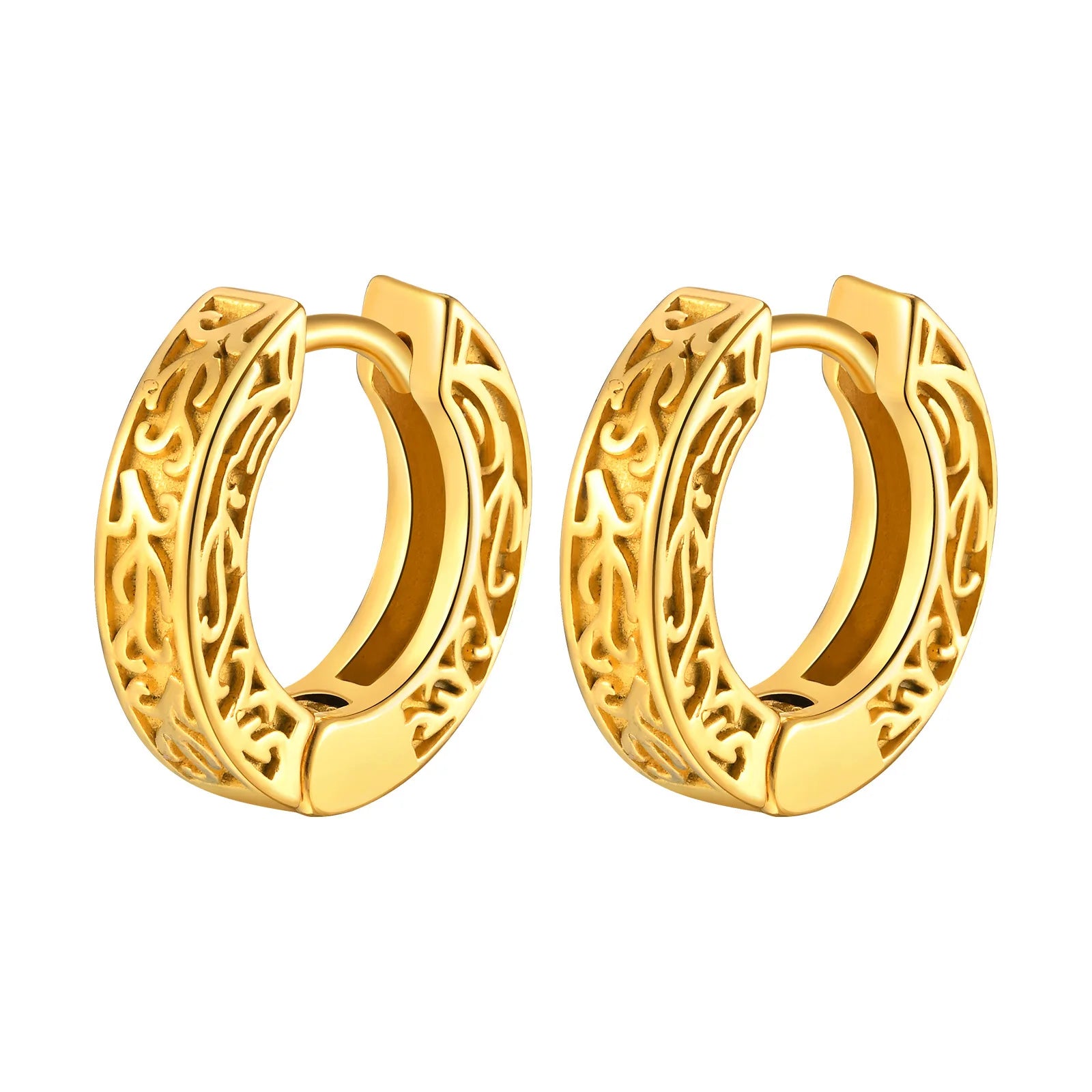 Vnox Thick Small Hoop Earrings for Men Teens, Anit Allergy Stainless Steel Huggies Earrings, Unisex Punk Rock Ear Jewelry