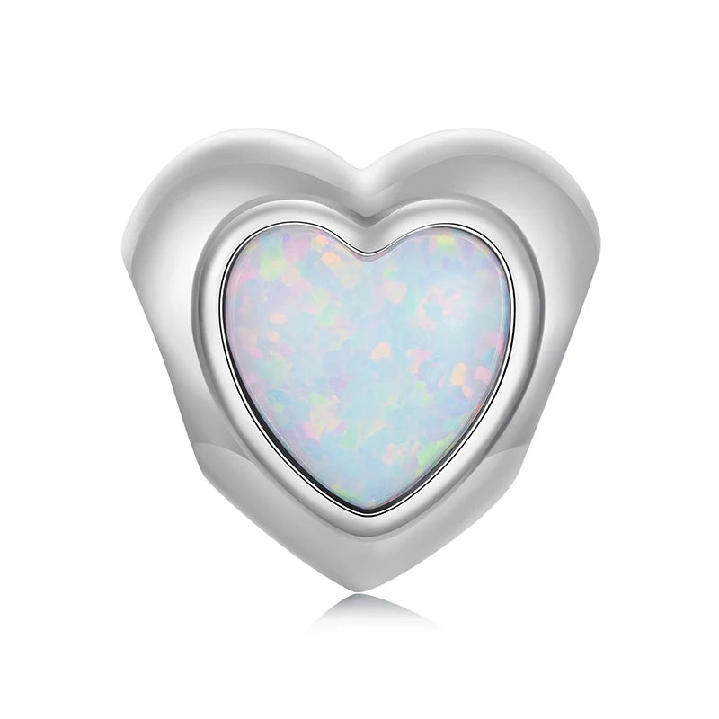 BAMOER Solid 925 Sterling Silver Heart-Shaped Charm Bead fit Original Bracelet Jewelry DIY bamoer Classic Charm SCC2989
