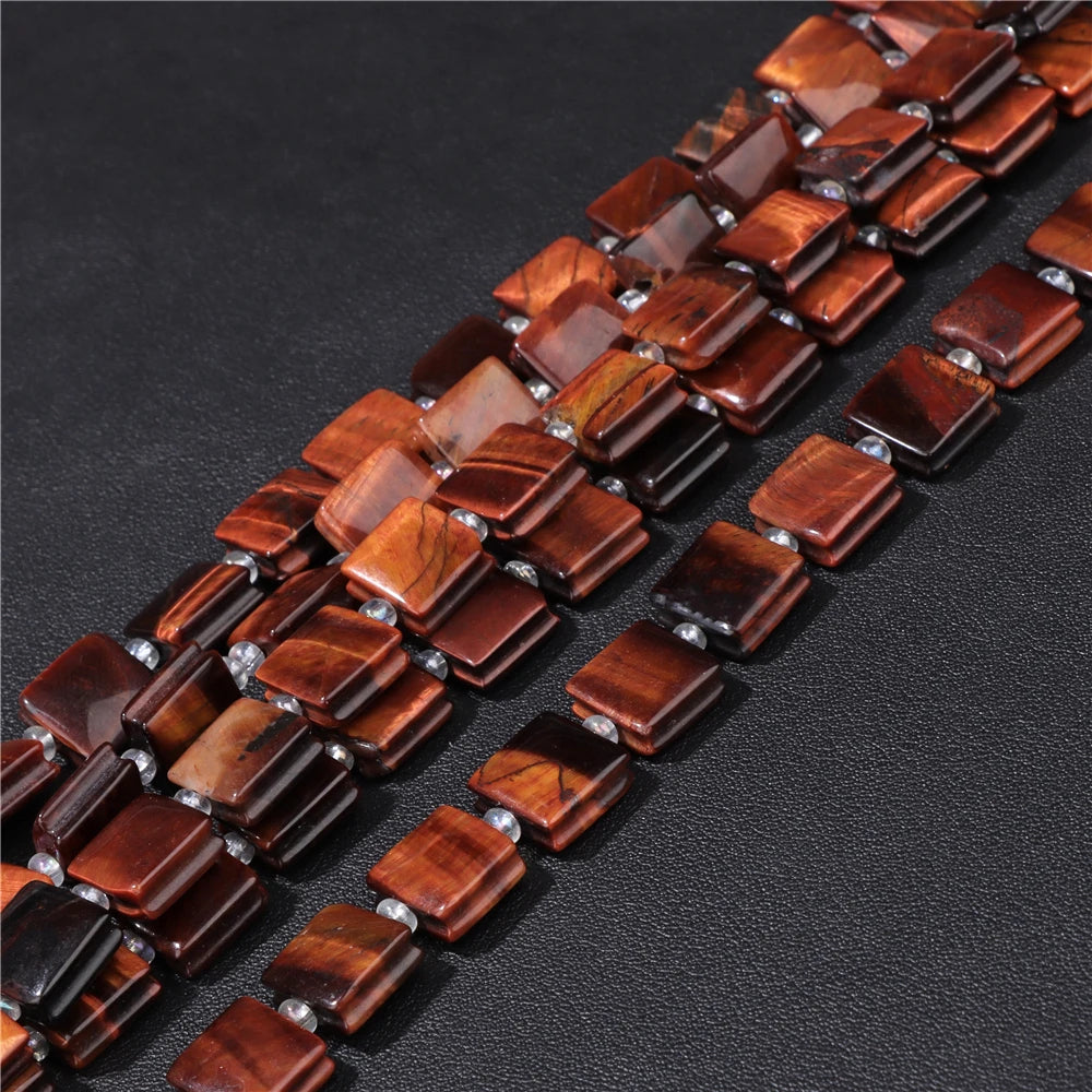 High Quality Gems Stone Bead Natural Cube Flat Square Loose Spacer Beads For Jewelry Making Bracelet Necklace DIY Crafts 10MM