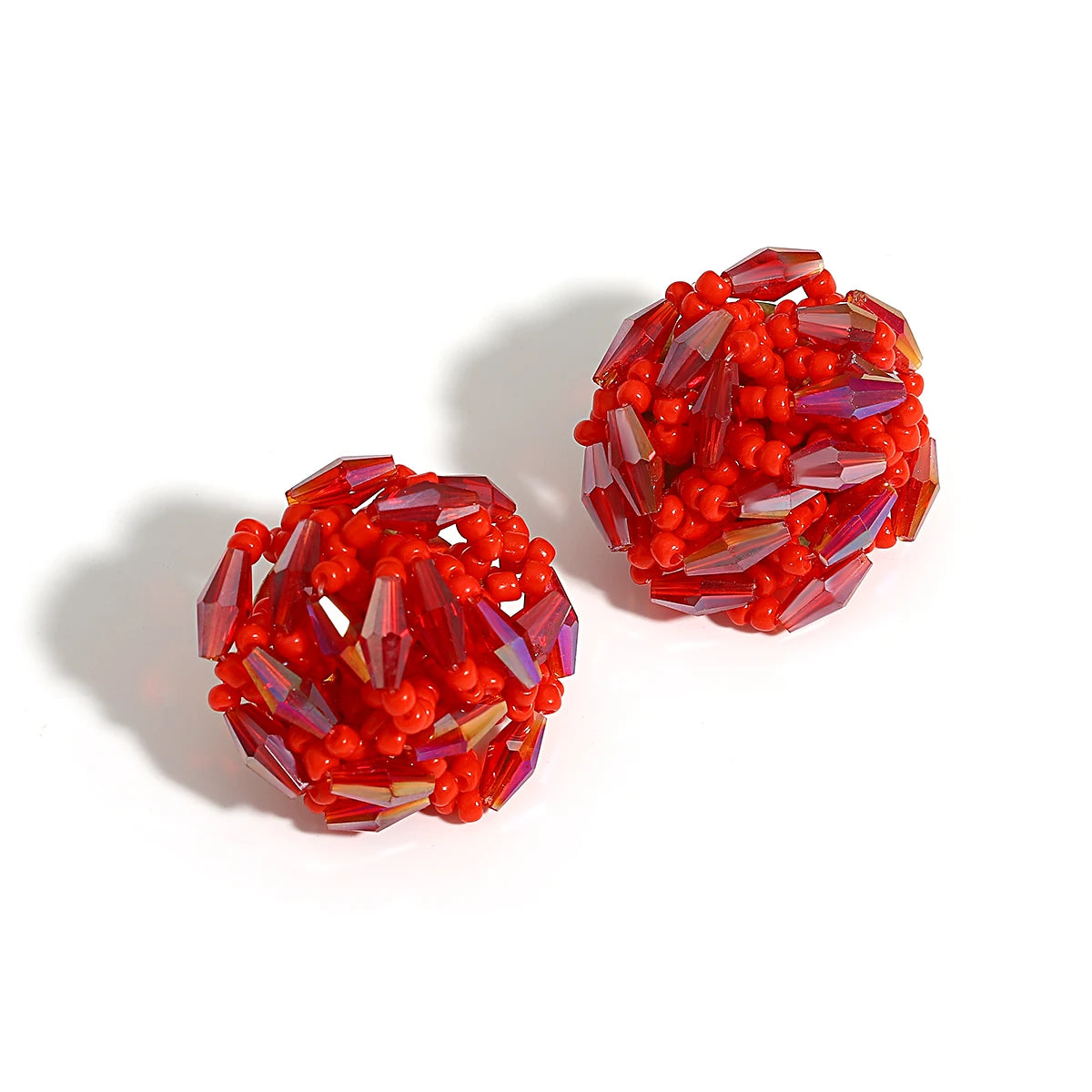 AENSOA Multicolor Crystal Seed Beads Round Stud Earrings for Women Bohemia Geometric Beaded Earrings Handmade Jewelry 2023