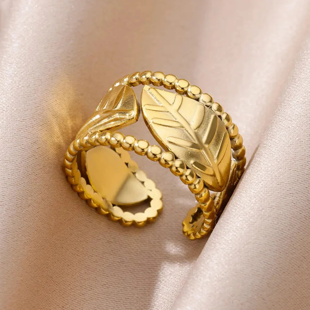 Stainless Steel Rings For Women Men Gold Color Open Gothic Geometric Ring Female Male Fashion Engagement Wedding Party Jewelry