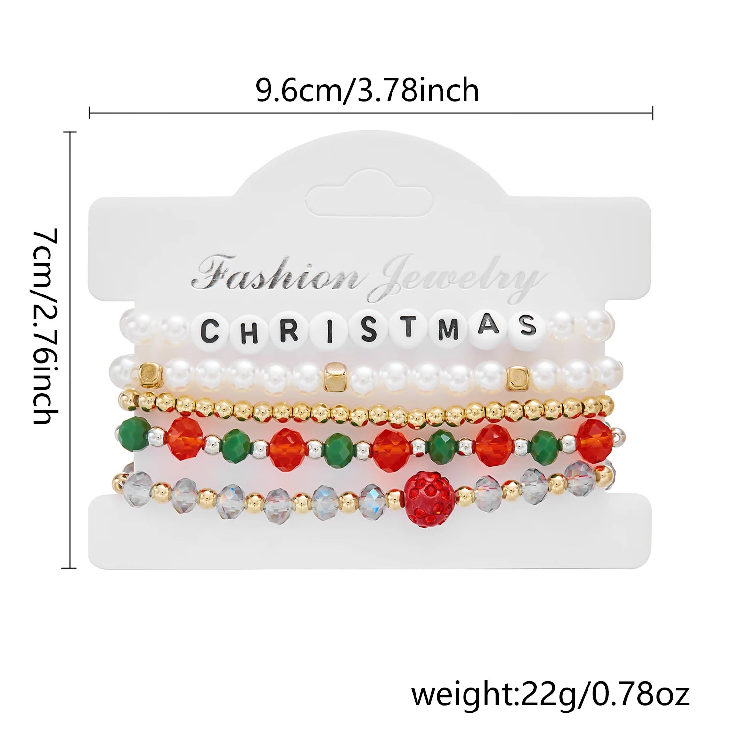 Fröhliche Weihnachten! Buntes Perlenarmband-Set für Damen mit Weihnachtsmann-, Schneemann- und Schneeflockenanhänger – Schmuck für das neue Jahr