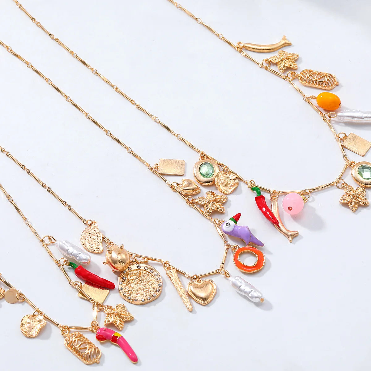 ZAA Chili Imitation Pearl Multi-layer Flower Starfish Cute Necklace