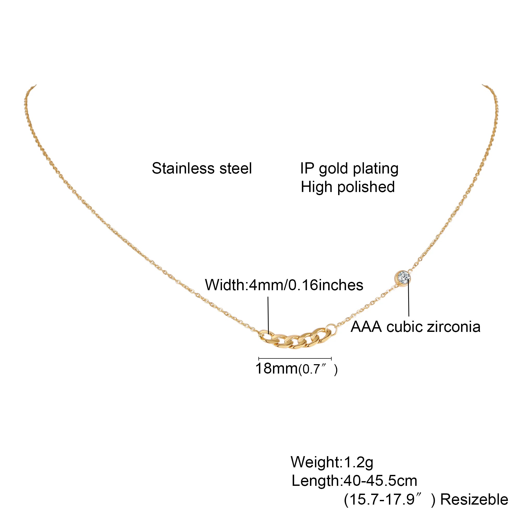 Vnox Gold Color Bow Single Zircon Chain Necklace For Women Stainless Steel Heart  Accessories Pendent Necklace Light Jewelry