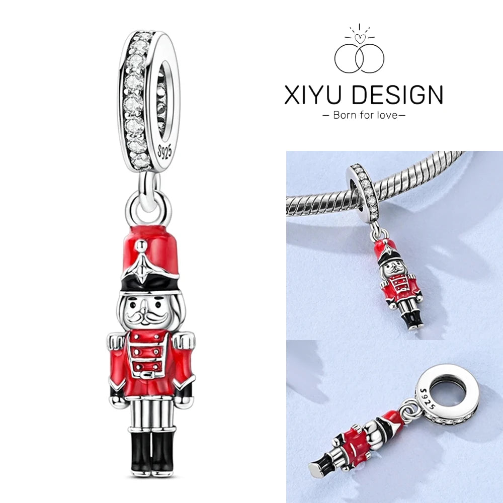 Red Uniform Soldier Pendant Original Real 925 Sterling Silver Charm Bead Fit Original Bracelet Necklace DIY Jewelry Gift