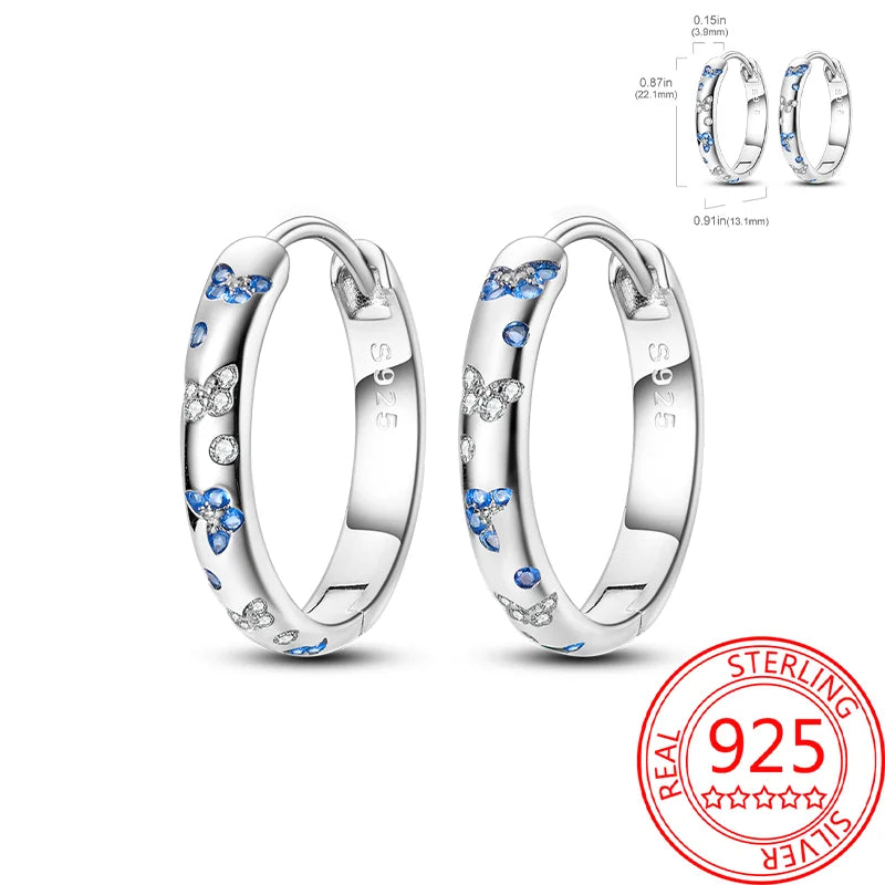 Pink Series 925 Sterling Silver Romantic Flower Butterfly Unicorn Tulip Geometry Earrings Boutique Fine Jewelry Gifts for Women