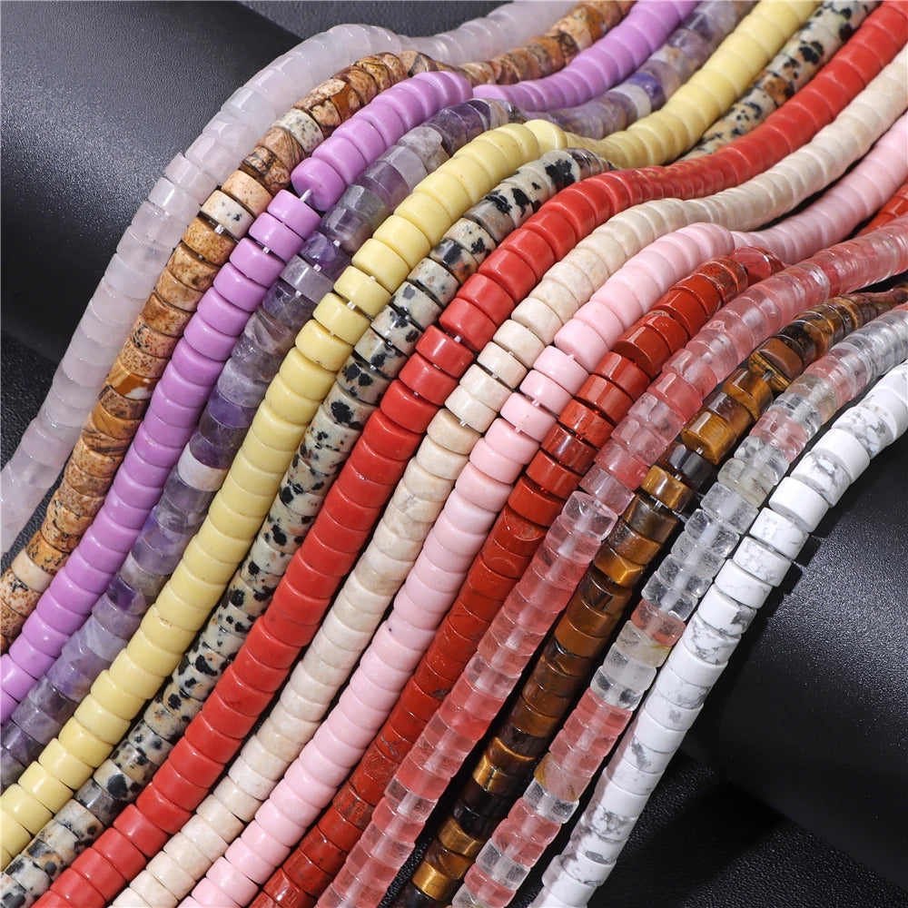 Natural Flat Round Disc Beads 6x3mm Sea Sediment Amethysts Rondelle Spacer Stone Bead For Jewelry Making DIY Bracelet Earrings