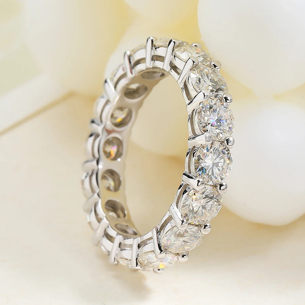 Serenity 3mm 5mm D Color All Moissanite Row Rings For Women Wedding Bridal 100% S925 Sterling Silver Plated 18K Eternity Rings - Madeinsea©