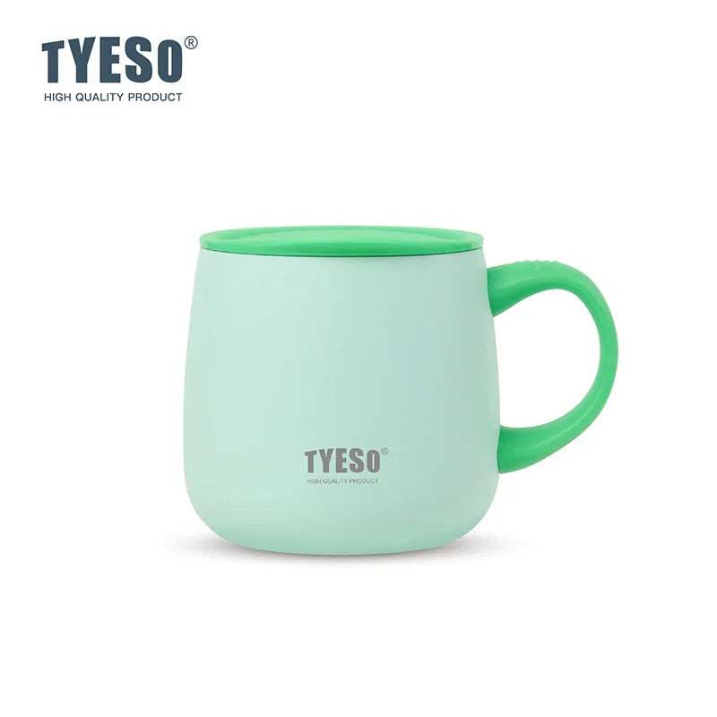 TYESO Vacuum Insulated Coffee Mug with Handle Lid Double Wall Vacuum Office Coffee Cup 355mML Vacuum Sealed for Hot Tea/Coffee