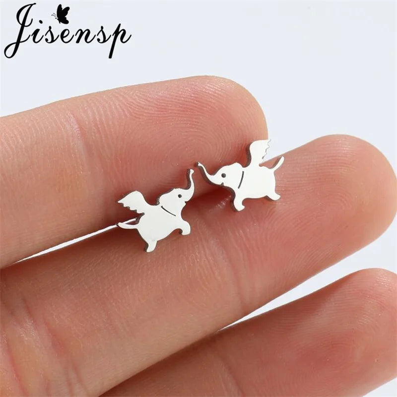 Jisensp Cute Bunny Rabbit Carrot Earrings Animal Stainless Steel Women Earrings Korean Fashion Jewelry for Girlfriend Gift