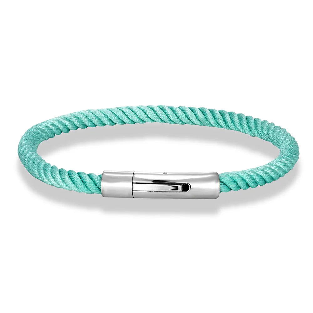 MKENDN Minimalist Braided Rope Bracelet Stainless Steel Snap Fastener Lucky Surfing Thread Bracelet Gift for Men Women Couple