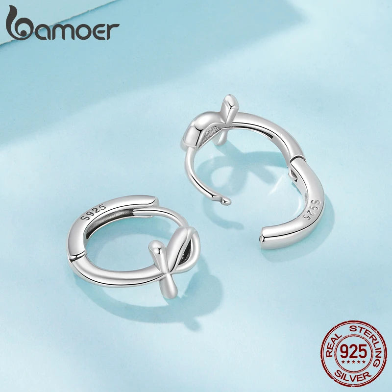 BAMOER 925 Sterling Silver Ankh Cross Huggies Hoop Earrings Original Viking Ear Cuffs for Women Religion Gift Guard Jewelry