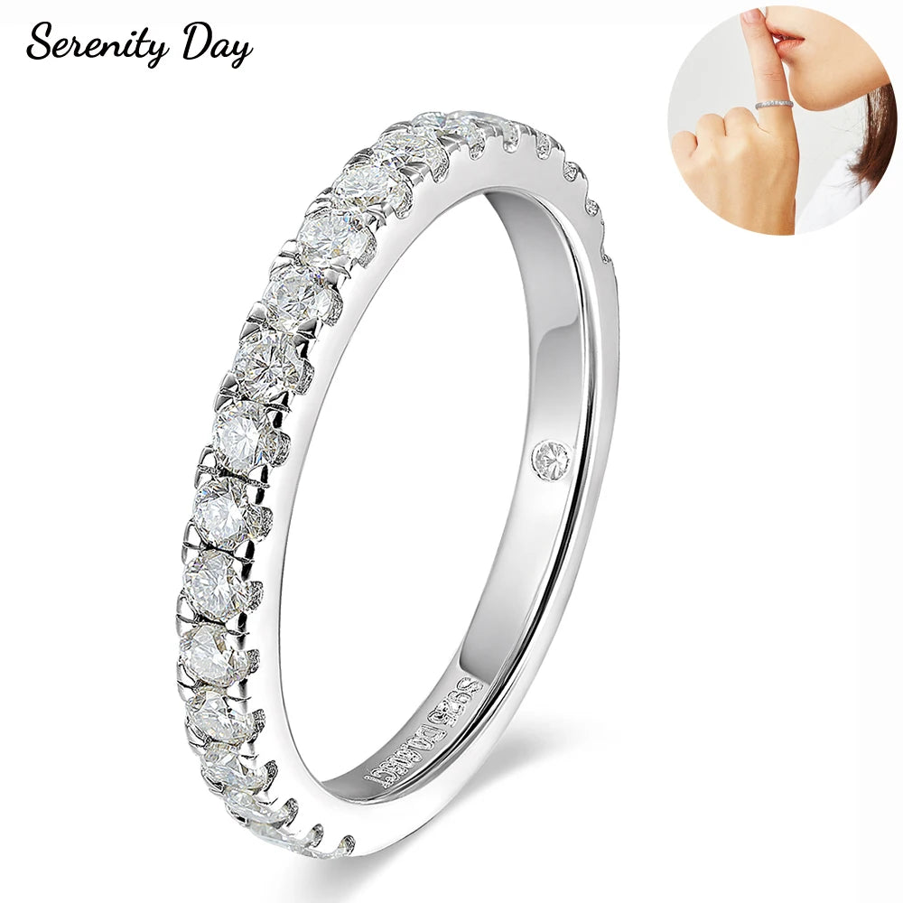 Serenity 2mm D Color Moissanite Rings for Women Man Gift 100% S925 Sterling Silver Lab Diamond Row Rings Plated 18K Fine Jewelry - Madeinsea©